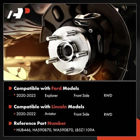A-Premium 2 x Front Wheel Bearing and Hub Assembly with 5-Lug Compatible with Ford Explorer 2020-2023 & Lincoln Aviator 2020-2022, RWD in Saudi Arabia