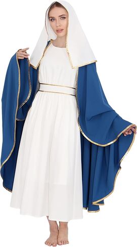 PROCOS Virgin Mary Costume for Women Adults Biblical Robe Irtysh Dress with Headwrap Cloak Cosplay Outfit in Saudi Arabia
