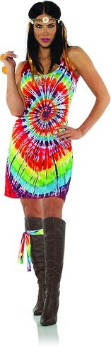 UNDERWRAPS womens Women's Hippie 60's Tie Dye Mini Dress Costume in Saudi Arabia