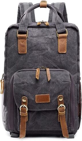 Waterproof Camera Backpack Canvas DSLR Photography Bag Outdoor Casual Rucksack Hiking Travel Daypack Large bag in Saudi Arabia