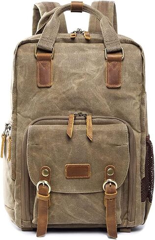 Waterproof Camera Backpack Canvas DSLR Photography Bag Outdoor Casual Rucksack Hiking Travel Daypack Large bag in Saudi Arabia