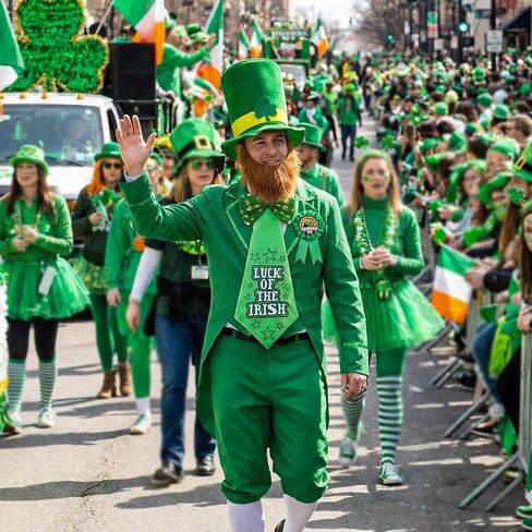 St. Patricks Day Hat Beard Tie Set 5Pcs Irish costume accessories Hat Tie Award Ribbon Pin Bow Tie Beard in Kuwait