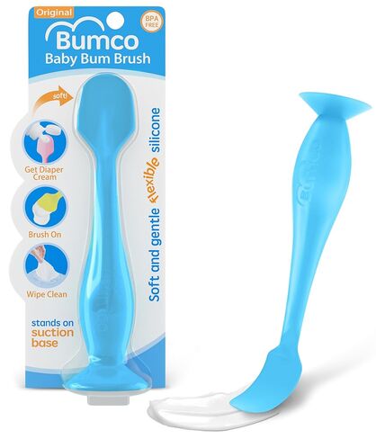 Bumco Baby Bum Brush + Mini Diaper Cream Spatula with Case - BPA-Free Butt Spatula Baby, Soft Diaper Spatula, Baby Diaper Cream Applicator, Mom-Invented Diaper Bag Essentials, Butt Spatula in Kuwait