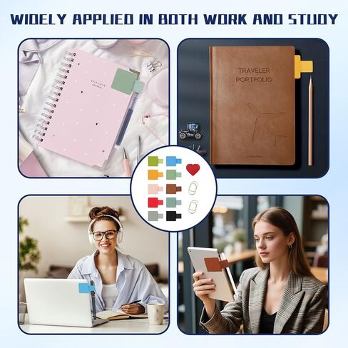 Pen Loop Holder Combo Kit for Notebook - 10 Colors Self-Adhesive Stick on Pen Holder with Extra 2 Pens Clips & 1 Leather Bookmarks, Self-Adhesive Pens Loop Holders for Notebooks, Planners Tablets in Kuwait