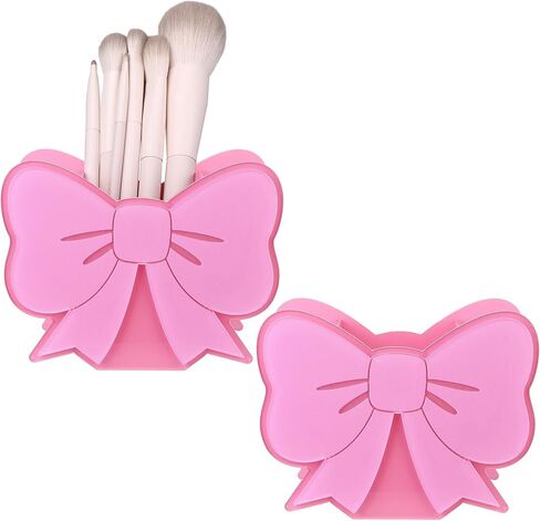 2 Pcs Pink Bows Pen Holder Cute Bow Pencil Holder for Desk Pink Coquette Bow Acrylic Pen Holders Pi-nk Desk Pencil Holders Makeup Brush Hold-ers for Room Bedroom Dorm Office Tabletop Decor in Kuwait