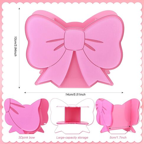 2 Pcs Pink Bows Pen Holder Cute Bow Pencil Holder for Desk Pink Coquette Bow Acrylic Pen Holders Pi-nk Desk Pencil Holders Makeup Brush Hold-ers for Room Bedroom Dorm Office Tabletop Decor in Kuwait