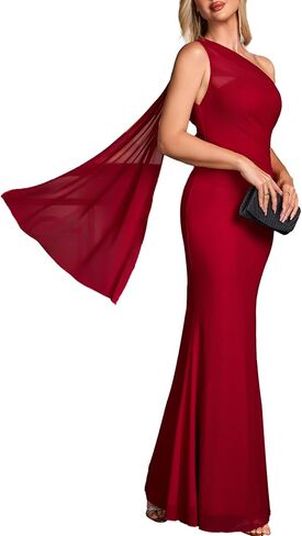 HTZMO Womens One Shoulder Formal Wedding Guest Maxi Dress Summer Bodycon Ruched Elegant Cocktail Party Long Dresses in Kuwait