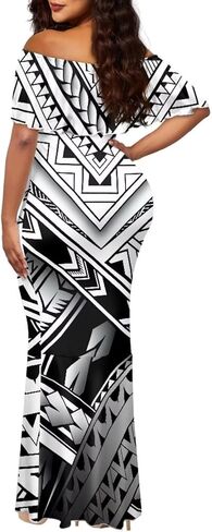Polynesian Dresses for Women Off Shoulder Maxi Dress Puletasi Samoan Dresses S-7XL in Kuwait
