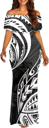 Polynesian Dresses for Women Off Shoulder Maxi Dress Puletasi Samoan Dresses S-7XL in Kuwait