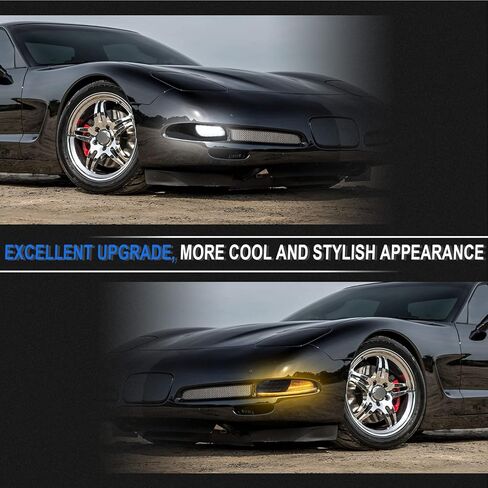 LED Front Corner Light Compatible with Corvette C5 1997-2004, Smoke Bumper Turn Signal Parking Lights Lamps Replacement 10301357, 10301356 in Kuwait