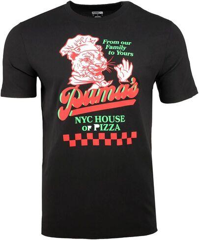 PUMA Mens Nyc House Of Pizza Graphic Crew Neck Short Sleeve Casual Tops Casual - Black in Saudi Arabia
