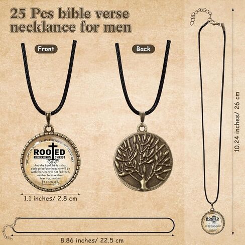 25 Pcs Christian Gifts for Men Bible Verse Necklace Bulk Pendant with Chain Religious Church Prayer Employees Appreciation Gifts for Pastor in Saudi Arabia