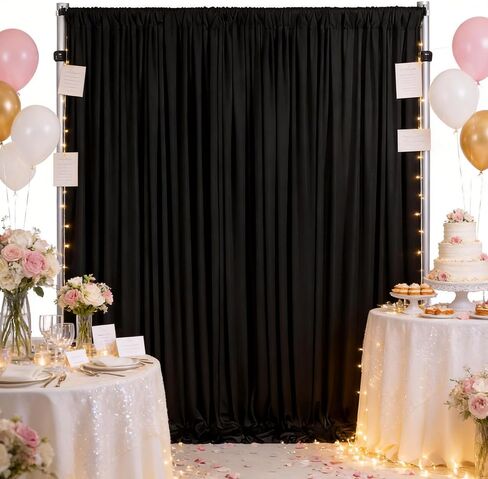 White Backdrop Curtain Wrinkle Free Christmas Party Backdrop Curtain Polyester 10.6ftx10ft Wedding Fabric Backdrop for Birthday Prom Engagement Themed Shower Party Background Decoration in Kuwait