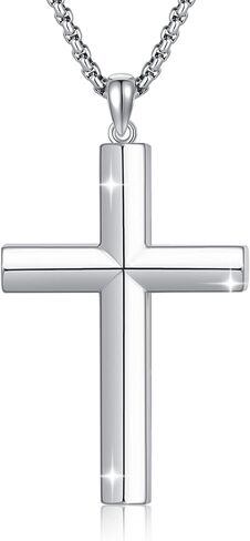 Cross Necklace for Men Women 925 Sterling Silver Crucifix Pendant Christian Jewelry Religious Gifts in Saudi Arabia