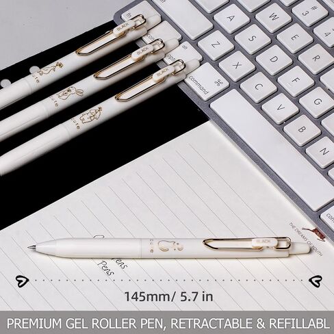 0.35 Retractable Gel Pen Set - 0.35mm Ultra Fine Smear-Proof Black Ink,Cute Kawaii Animal Stationery for Doodle & Note Taking (Pack of 8) in Saudi Arabia