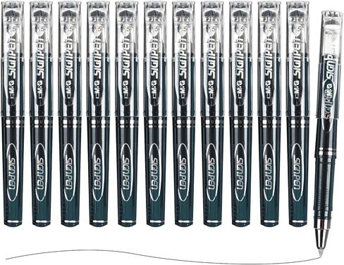 M&G Mini Gel Pens, Black Ink Gel Pen Fine Point 0.5mm, Roller Ball Gel Pens Smooth Writing with Anti-Slip Grip & Plug-In Cover for Office Supplies School Women Men (12 Pack) in Saudi Arabia