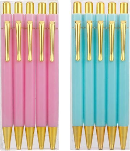 أقلام ذهبية جميلة باللون الوردي والأخضر، 10 عبوات، كتابة سلسة، مجموعة أقلام جل باستيل، أفضل أقلام الهدايا الملونة، قلم تدوين الحبر الأسود مقاس 0.5 مم، لوازم مكتبية للنساء والرجال in Kuwait