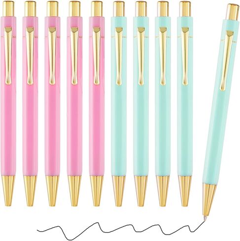 أقلام ذهبية جميلة باللون الوردي والأخضر، 10 عبوات، كتابة سلسة، مجموعة أقلام جل باستيل، أفضل أقلام الهدايا الملونة، قلم تدوين الحبر الأسود مقاس 0.5 مم، لوازم مكتبية للنساء والرجال in Kuwait