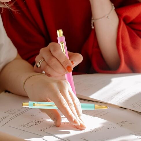 أقلام ذهبية جميلة باللون الوردي والأخضر، 10 عبوات، كتابة سلسة، مجموعة أقلام جل باستيل، أفضل أقلام الهدايا الملونة، قلم تدوين الحبر الأسود مقاس 0.5 مم، لوازم مكتبية للنساء والرجال in Kuwait