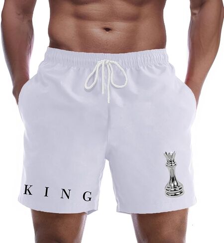 شورت رياضي لكرة السلة للرجال من King Chess Graphic، شورت شبكي رياضي سريع الجفاف وخفيف الوزن للجري in Kuwait
