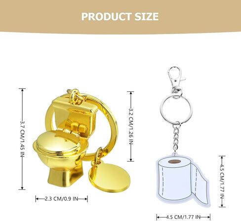 3 Pcs Metal Mini Toilet Keychain Creative Acrylic Toilet Roll Paper Keychain for Men Women Pendant Decor in Kuwait