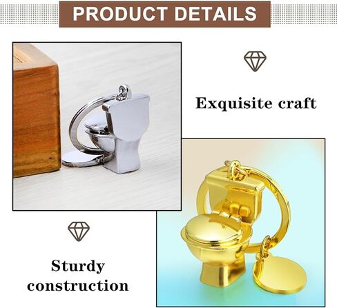 3 Pcs Metal Mini Toilet Keychain Creative Acrylic Toilet Roll Paper Keychain for Men Women Pendant Decor in Kuwait