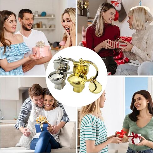 3 Pcs Metal Mini Toilet Keychain Creative Acrylic Toilet Roll Paper Keychain for Men Women Pendant Decor in Kuwait