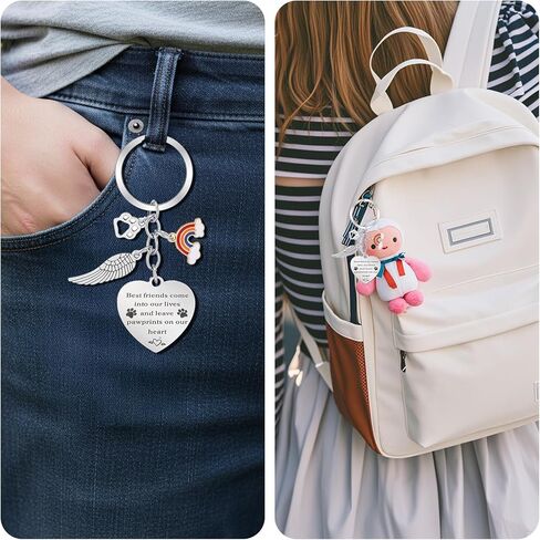 Dog Memorial Keychain for Loss of Dog Sympathy Gift, Best Friend Come into My Life and Leave Pawprints on Our Heart Pet Memorial Keychain for Remembrance with Paw Prints Charm in Saudi Arabia