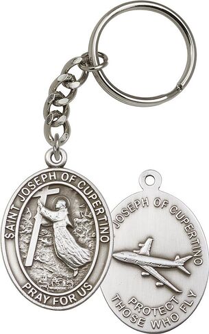 DiamondJewelryNY Antique Silver St. Joseph Of Cupertino Keychain in Saudi Arabia