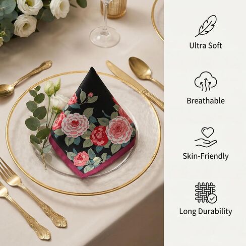 Goaste 16 Pack Cotton Handkerchiefs for Women, 17.7 Inch Women Hankies with Vintage Floral Print, Soft Pure Cotton Ladies Hankies, Multi-color Pocket Square Towel for Gifting, Weddings, Tea Party in Saudi Arabia