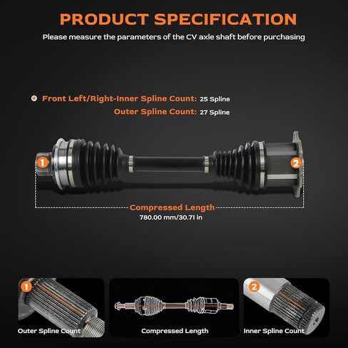 NCV23025 AD8170 8W0407271 8W0407271D CV Axle Shaft Front Left/Right Assembly - Compatible with 2019-2020 for Audi A4 2.0L 2017-2020 for Audi A4 Quattro 2.0L 2018-2020 for Audi A5 Quattro 2.0L in Saudi Arabia