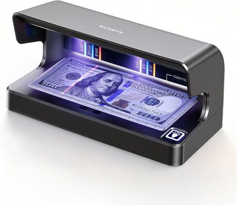 MUNBYN IMC26 Counterfeit Bill Detector, Money Checker with Dual UV LED Light for Credit Card & ID Detection, Suitable for All Currencies, Auto On/Off, Rechargeable Battery, Suitable for Outdoor Use in Saudi Arabia