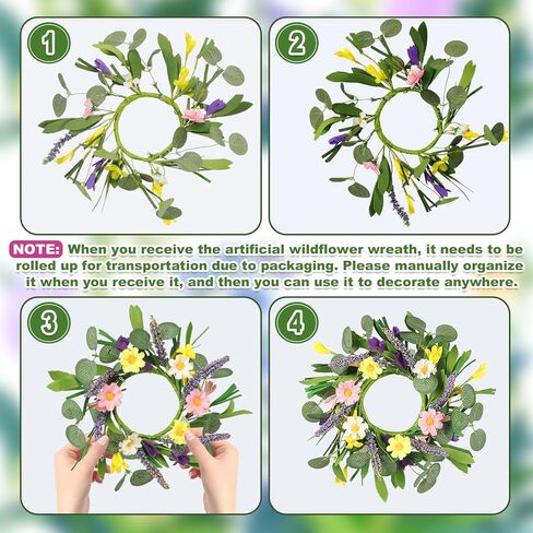 8 قطع من أكاليل شموع الربيع، إكليل زهور الأقحوان الاصطناعي الصغير مقاس 3.6 بوصة للشموع الدعامة، تزيين خزانة المطبخ في الربيع والصيف، ديكور الطاولة، حامل شمعدان لحفلات الزفاف in Kuwait