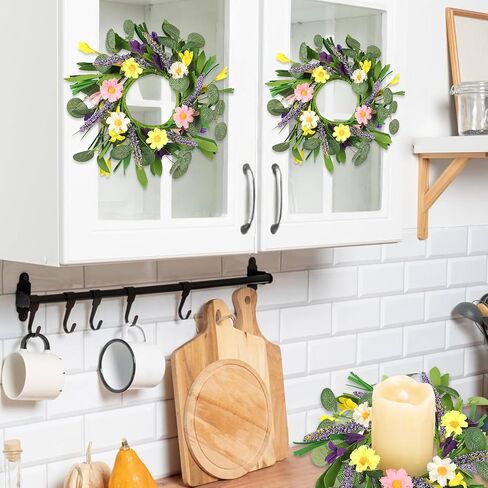 8 قطع من أكاليل شموع الربيع، إكليل زهور الأقحوان الاصطناعي الصغير مقاس 3.6 بوصة للشموع الدعامة، تزيين خزانة المطبخ في الربيع والصيف، ديكور الطاولة، حامل شمعدان لحفلات الزفاف in Kuwait