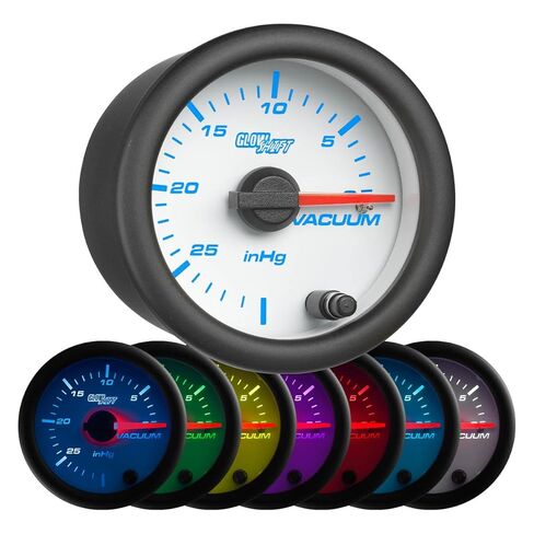 طقم قياس فراغ GlowShift White 7 ألوان - يتضمن خرطوم ميكانيكي وتركيب T - قرص أبيض - عدسة شفافة - 2-1/16 بوصة 52 مم in Saudi Arabia