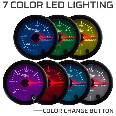 طقم قياس فراغ GlowShift White 7 ألوان - يتضمن خرطوم ميكانيكي وتركيب T - قرص أبيض - عدسة شفافة - 2-1/16 بوصة 52 مم in Saudi Arabia
