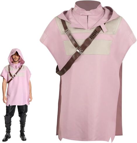 Knight Costume Adult Men Master Cosplay Outfit Hooded Cloak Straps Suits in Kuwait