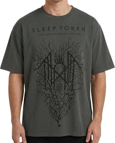 Sleep Token Become Your Tomb Sigil Oversized Boxy Fit Limited Edition Grey Wash T-Shirt Officially Licensed in Saudi Arabia
