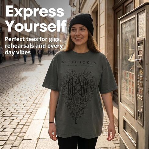 Sleep Token Become Your Tomb Sigil Oversized Boxy Fit Limited Edition Grey Wash T-Shirt Officially Licensed in Saudi Arabia