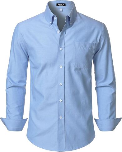 JEMITOP Men's Classic Lightweight Oxford Button Down Collar Shirts Business Casual Long Sleeve Dress Shirt with Pocket in Kuwait