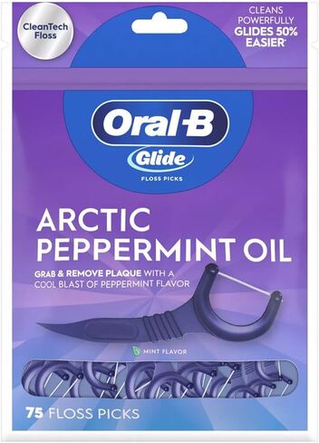 Oral-B Glide Arctic Peppermint Oil Dental Floss Picks, Mint, 75 Count in Kuwait