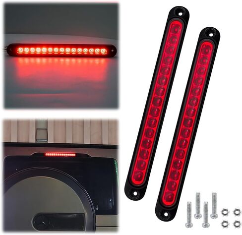 شريط إضاءة خلفي لفرامل المقطورة بـ 15 مصباح LED، ضوء فرامل ثالث LED، شرائط إضاءة فرامل حمراء وامضة لشاحنات الطرق الوعرة، RVs، UTVs، ATVs 24V 2 قطعة (وامض) in Saudi Arabia