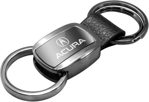 AU-TOMOTIVE GOLD Compatible With Metal with Genuine Leather Accent Key Chain for Acura (Gunmetal) in Saudi Arabia