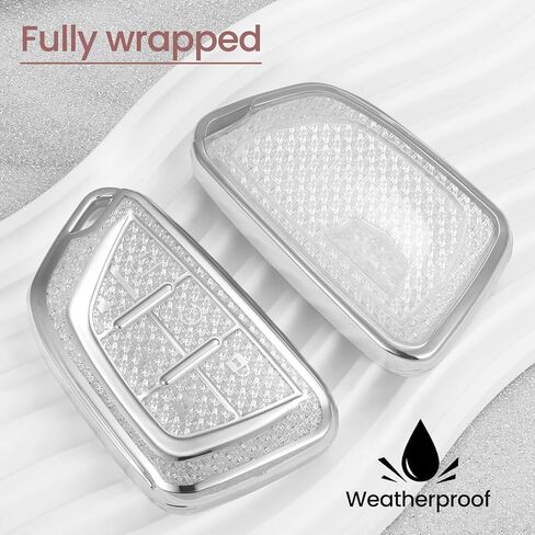 for Cadillac Key Fob Cover with Fashionable Zirconia Wristlet KeyChain, Enchanting Diamond Patterns Soft Case for Escalade ATS XT4/5/6 XTS CT5/6 ESV (White, B2) in Saudi Arabia