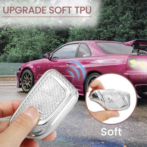 for Cadillac Key Fob Cover with Fashionable Zirconia Wristlet KeyChain, Enchanting Diamond Patterns Soft Case for Escalade ATS XT4/5/6 XTS CT5/6 ESV (White, B2) in Saudi Arabia