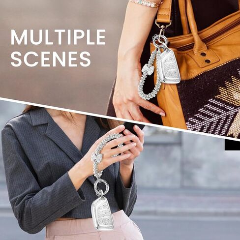 for Cadillac Key Fob Cover with Fashionable Zirconia Wristlet KeyChain, Enchanting Diamond Patterns Soft Case for Escalade ATS XT4/5/6 XTS CT5/6 ESV (White, B2) in Saudi Arabia