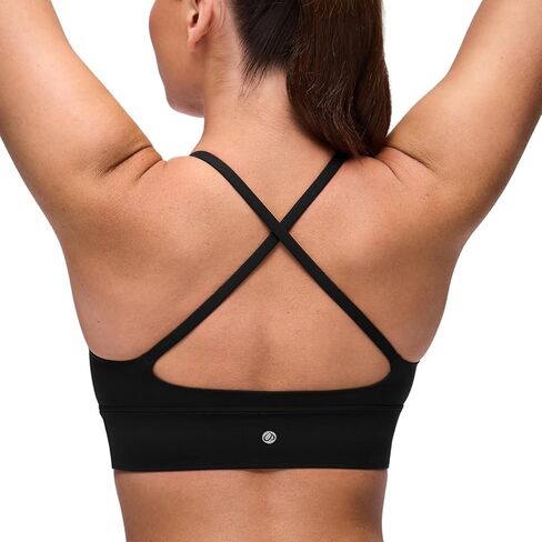 CRZ YOGA Butterluxe V Neck Longline Sports Bras for Women - Padded Spaghetti Straps Cross Back Yoga Crop Top in Saudi Arabia