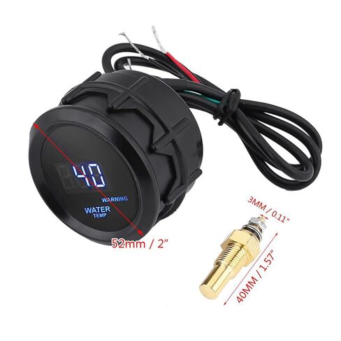 KIMISS Digital Water Temp Gauge, 2 Inch 52mm Blue LED Digital Water Temperature Gauge Kit with Temp Sensor Black for Car & Truck in Kuwait