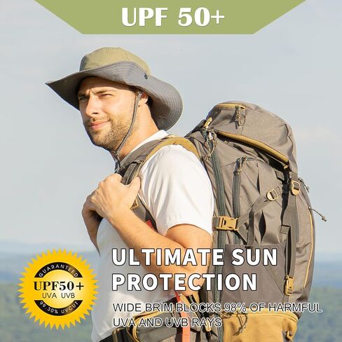 TOP-EX UPF 50 Waterproof Sun Hats for Men & Women with Wide Brim, UV Protection Safari Hat Chin Strap, Breathable for Outdoor in Saudi Arabia
