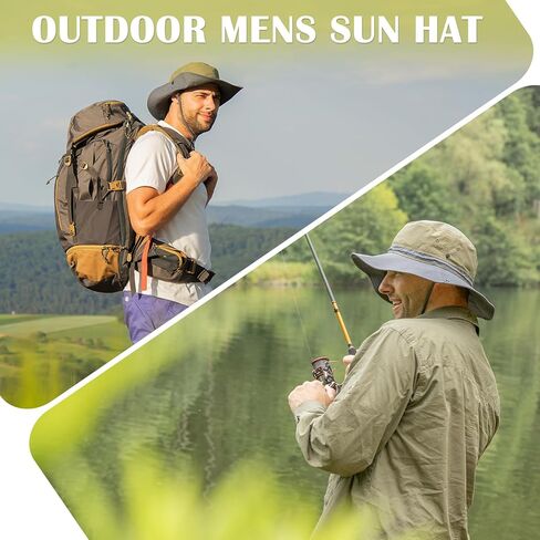TOP-EX UPF 50 Waterproof Sun Hats for Men & Women with Wide Brim, UV Protection Safari Hat Chin Strap, Breathable for Outdoor in Saudi Arabia